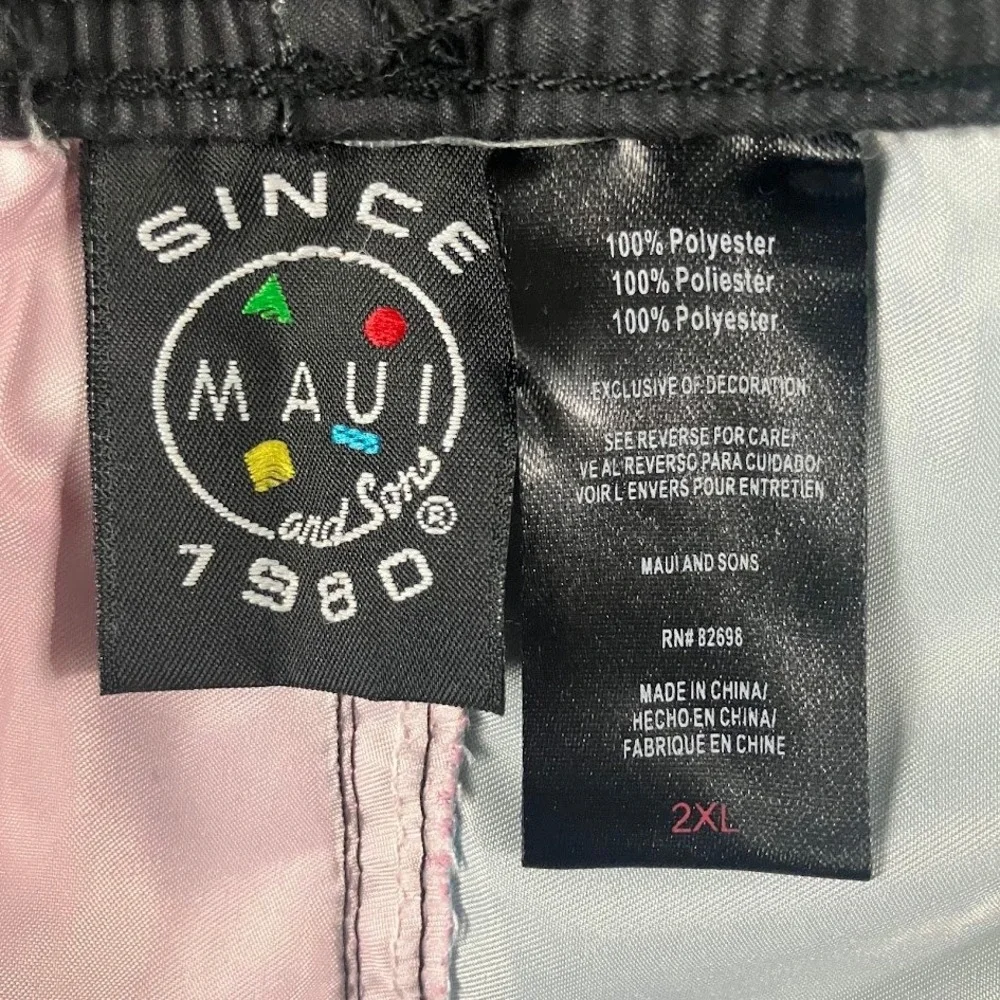 Maui and Sons x JAWS Mens XL Shark Retro Neon Swim Trunks Board Shorts